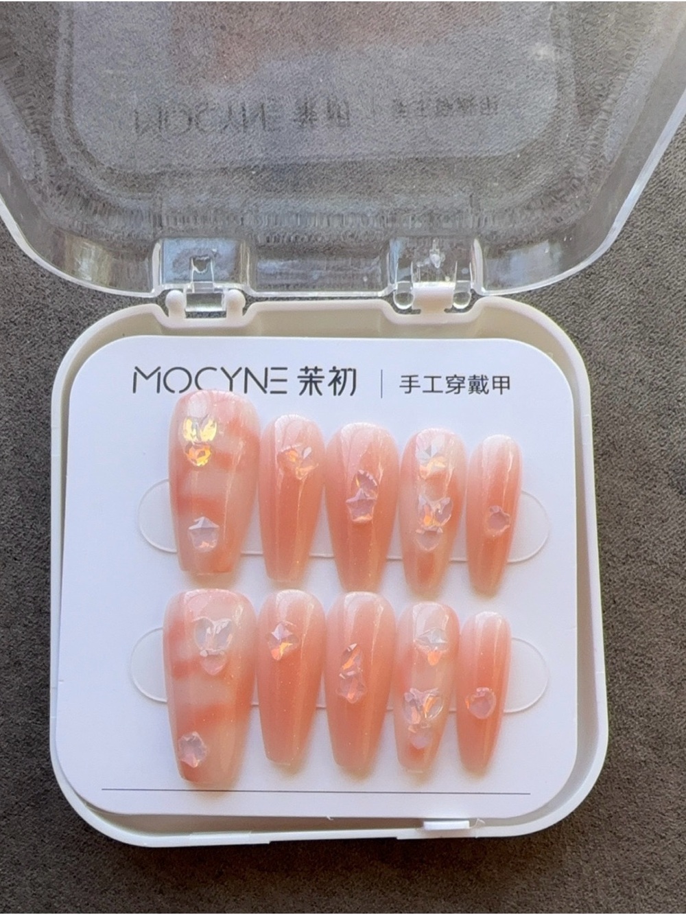 Peach Crystal Accent Press-On Nails - Women Makeup - Picture 3 of 4